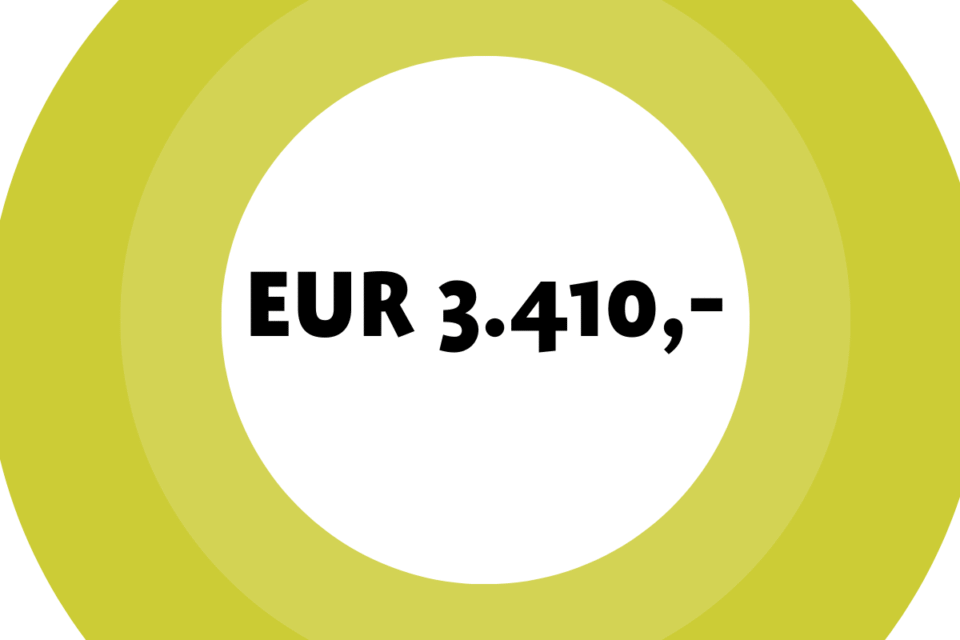 Symbolbild mit der Zahl des Monats: EUR 3.410,-