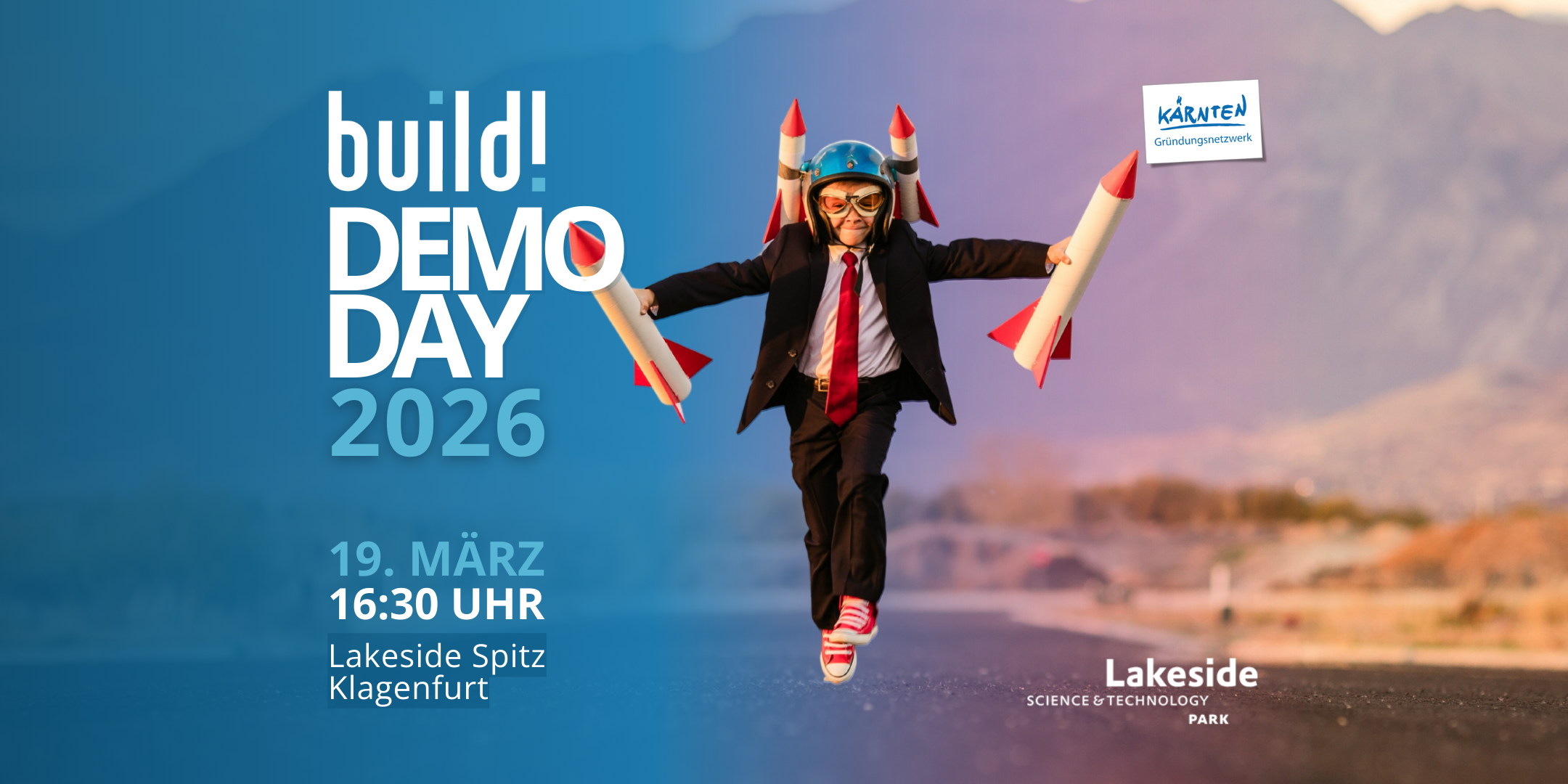 Symbolbild eines Kindes verkleidet als Rakete und Eckdaten der Veranstaltung